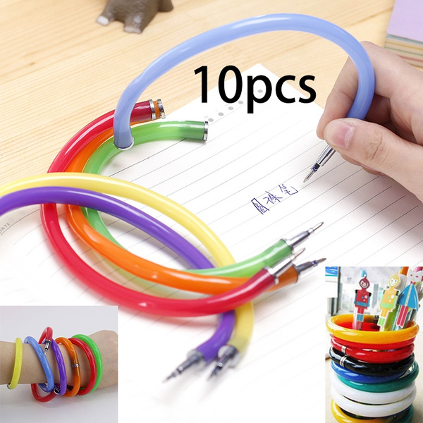 10pcs Flexible Cute Soft Plastic Bangle Bracelet Ball Pen School Office ...