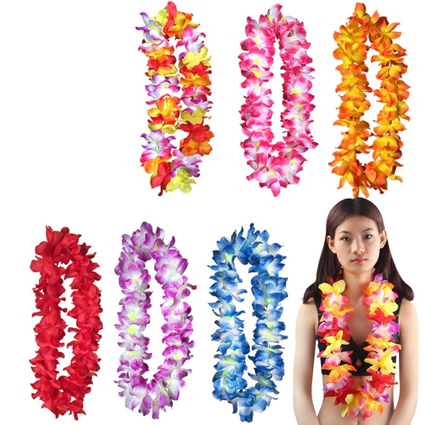 3PK Hawaiian Flower Leis Necklace/Garland Hula Beach Party Costume Acc –  Walla.com.au