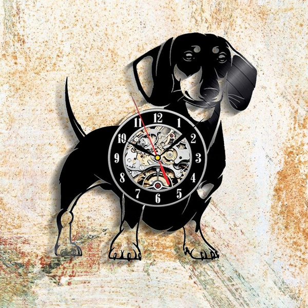 Dachshund Dog Animal Theme Creative 3d Vintage Vinyl Lp Record Wall Clock Decoration Ideas Gift For Wish - Home Dog Decor Ideas