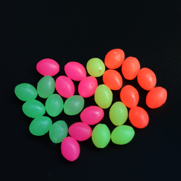 200 pcs 4 Colors Luminous Oval Plastic Fishing Beads Glow in the Dark Soft  Sinking Bulk Accessories Fly Tying Materials
