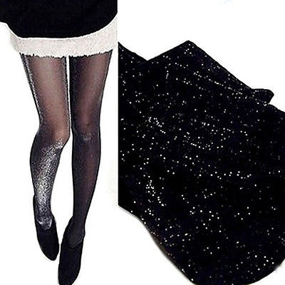 Shiny Women Tights Sparkle Xmas Party Silver Glitter Stockings