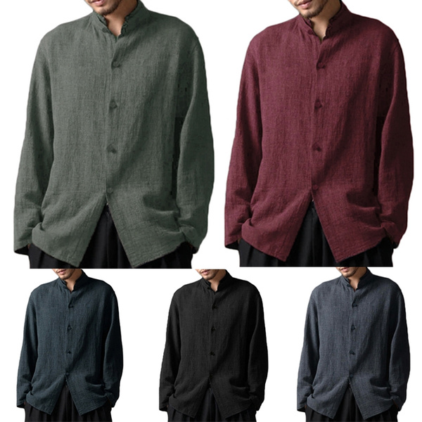 Men Chinese Style Long Sleeve Linen 