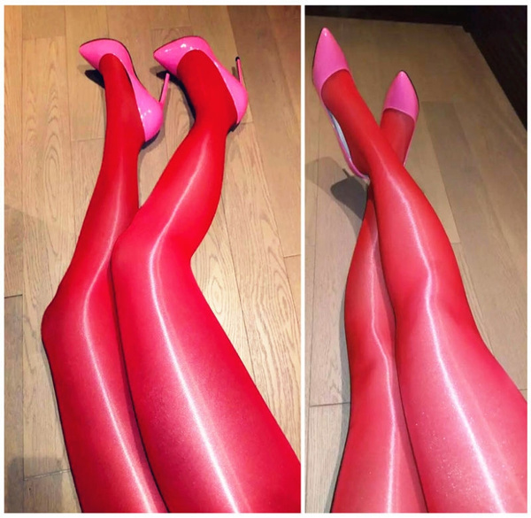 Plus Size Super Shiny Glossy Sheer 