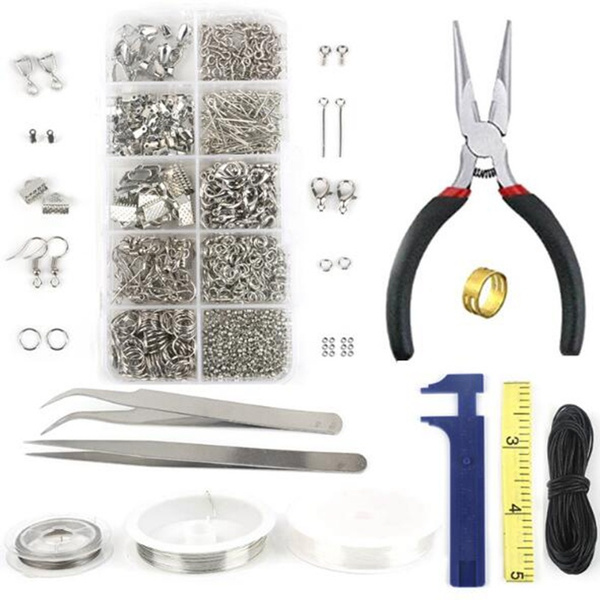 Jewelry Findings Set Jewelry Making Kit Jewelry Findings Starter Kit  Jewelry Beading Making and Repair Tools Kit Pliers Silver Beads Wire  Starter Tool