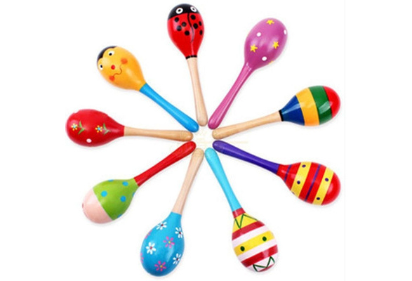 Baby Kids Hammer Musical Colorful Toys Rattle Toy Wooden Sound Music 