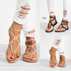 Women's Fashion Thong Sandals Ladies Plus Size Herringbone Sandals Female Buckle Strap Flat Sandal Women Summer Shoes