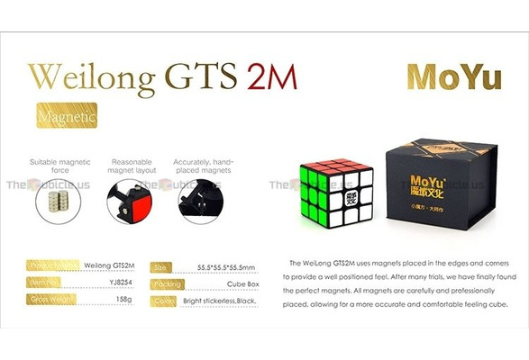 MoYu 3x3x3 Weilong GTS2M Version II  Magic Cube Puzzle Speed Cube Black 
