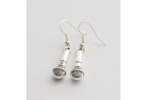 Boxed Gift Singer Message Music Singer Jewellery Microphone Charm Earrings