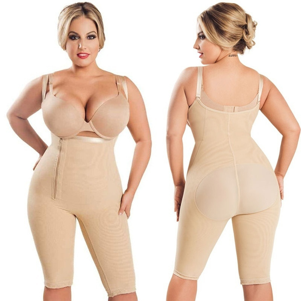 Hot Fajas Colombianas Women's Seamless Thigh Slimmer Open Bust Shapewear  Firm Control Bodysuit Full Body Shaper Plus Size