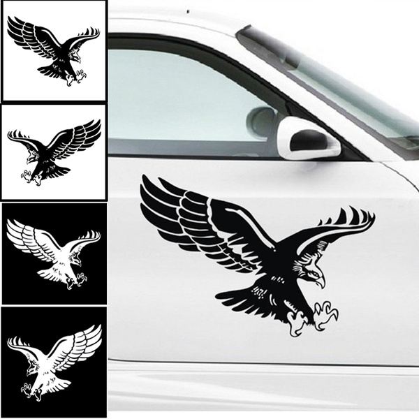 Fashion Reflective Eagle Decal Vinyl Car Stickers Auto Door Hood Cover  Sticker Car Styling Black White