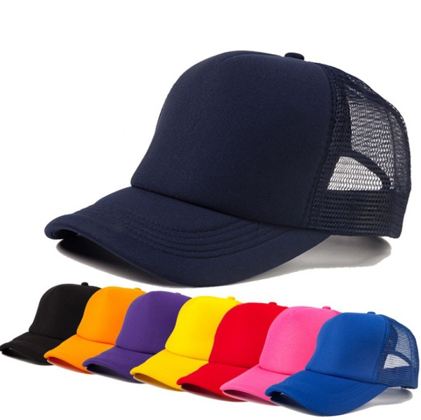 Unisex Hat Solid Plain Blank Curved Visor Baseball Cap Trucker Mesh Adjustable