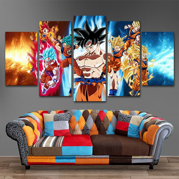 Unframed 5 Piece Canvas Art Vegeta Dragon Ball Z Super Saiyan Painting Goku And Hd Canvas Prints Oil Painting Vegeta Poster For Home Decor Wish