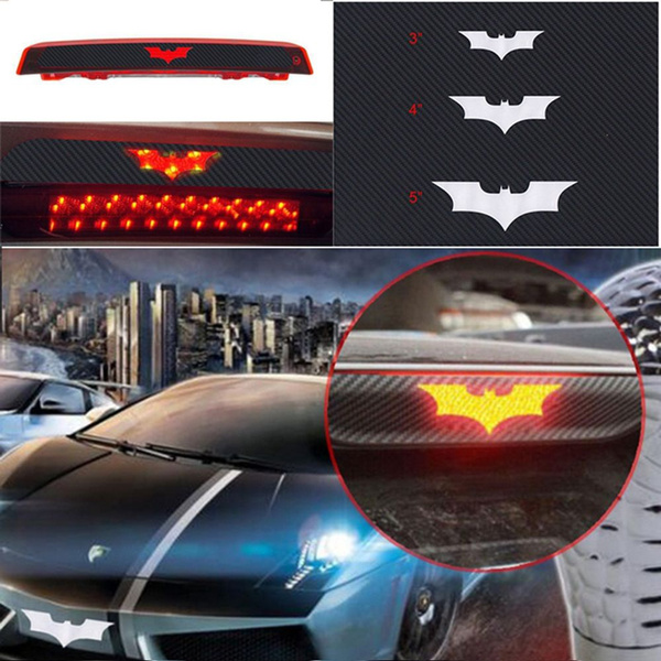 3 x Auto Car 3D Carbon Fiber Brake Tail Light Batman Sticker Decor Accessories 