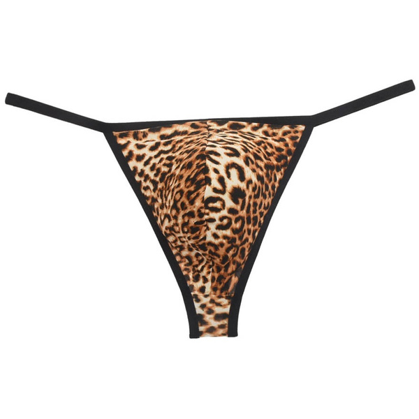 Fashion Leopard Print Sexy Men s G strings Male Thong Underwear Smooth Soft Fabric Shorts Men Underpants Elastic Stretch Pouch T back