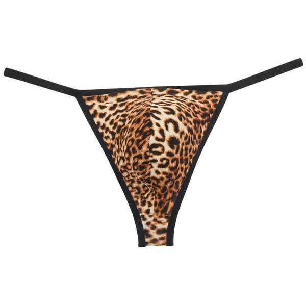 Fashion Leopard Print Sexy Men's G-strings Male Thong Underwear Smooth Soft  Fabric Shorts Men Underpants Elastic Stretch Pouch T-back