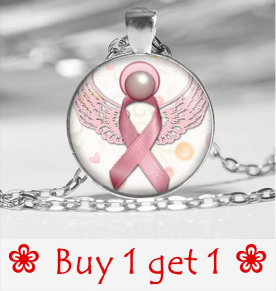 Awareness Cancer Angel Cabochon Glass Tibet Silver Chain Pendant Necklace#CD64 
