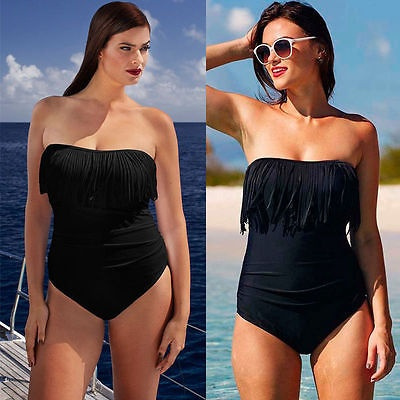 black strapless plus size swimsuit