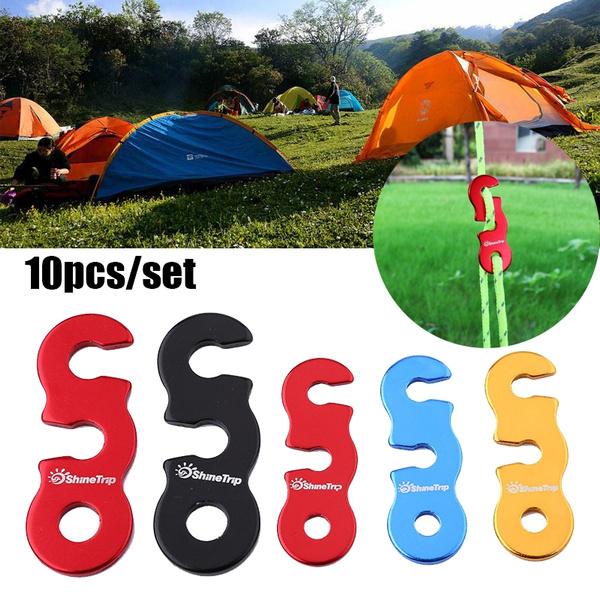10pcs/set Quick Release Shelter Tent Anti-Slip Wind Rope Buckle Camp Rope  Adjuster Stopper