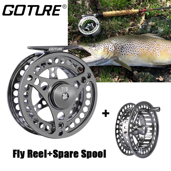 Goture Max Drag 8 kg 3/4 5/6 7/8 9/10 Fly Fishing Reel + Spare Spool Ball  Bearing:2+1BB Fly Fishing Wheel