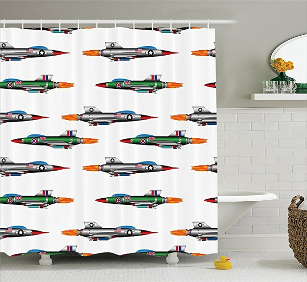 Jet Planes Aviation Modern, Airplane Shower Curtain Hooks