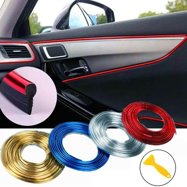 2/5M Car Interior Mouldings Trims Decoration Line Strips Car-styling Door  Dashboard Air Outlet Decorative Sticker Auto Accessories