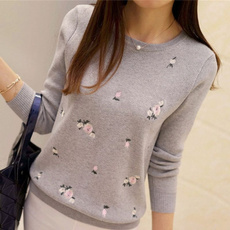 2018 Spring and Autumn Sweater Women Embroidery Knitted Winter Warm Women Sweater and Pullover Female Knit Jersey Jumper Sweater Woman