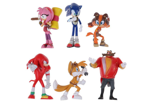 6 pcs Sonic The Hedgehog 1.8-2.8In Tall Mini Toys for Kids Cupcake Cake Toppers Party Favor Decoration