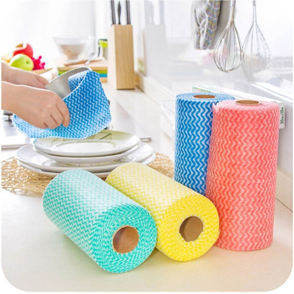 Kitchen 1pcs Disposable Nonwoven Can Be Cut Cloth Washing Cloth Dish Towel  To Wipe Clean Cloth Nonstick Oil Dishwashing Cloths