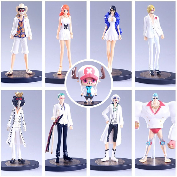 White Suit Anime One Piece Film Gold Luffy Chopper Brook Sanji Nami Zoro  Franky Usopp Nico Robin Figure Model Toys Gift