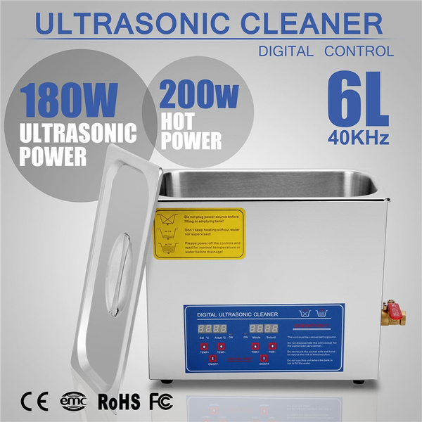 VEVOR 6L Ultrasonic Cleaner 180W, 40kHz with Heater, Timer & Degas Mode for Jewelry, Tools, Retainers & More