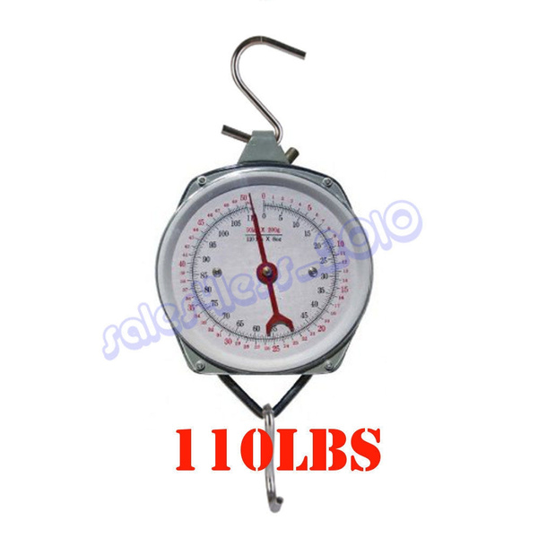 110LBS HANG UP SPRING SCALE DIAL WEIGHT ACCURATE HANGING SCALE PRODUCE FOOD 