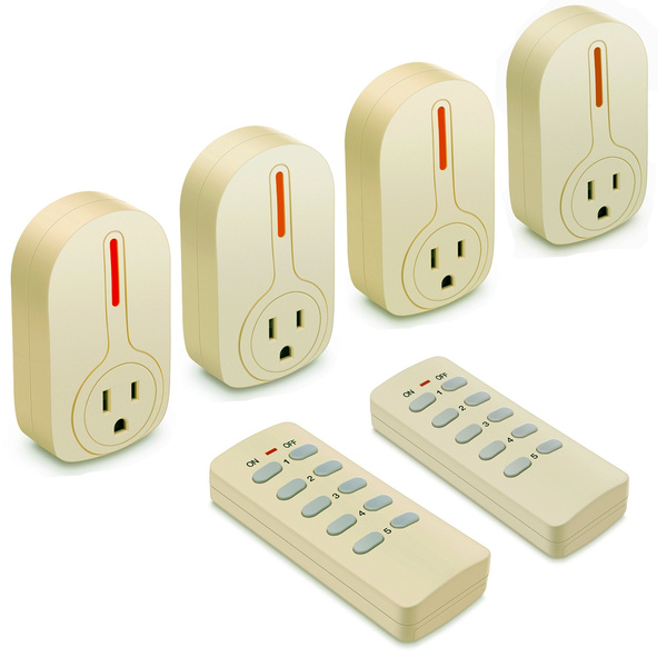 BESTTEN Wireless Remote Control Socket Outlet Switch Set (4 Electrical  Outlets, 2 Remotes) with 110 Foot Range, Wireless Remote Light Switch, Home  Automation Set, ETL Certified, Ivory