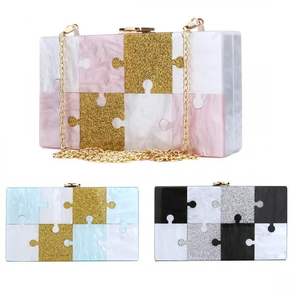 Women Acrylic Clutch Purse Acrylic Evening Clutch Bag Glitter