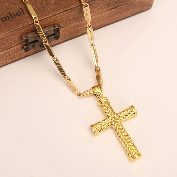 Men S Women Cross 18 K Solid Gold Gf Charms Lines Pendant Necklace Fashion Jewelry Factory Wholecrucifix God Gift Wish - K Pendant Necklace Mens Men S Women Cross 18 K Solid Gold Gf Charms Lines Pendant Necklace Fashion Jewelry Factory Wholecrucifix God Gift Wish - K Pendant Necklace Mens