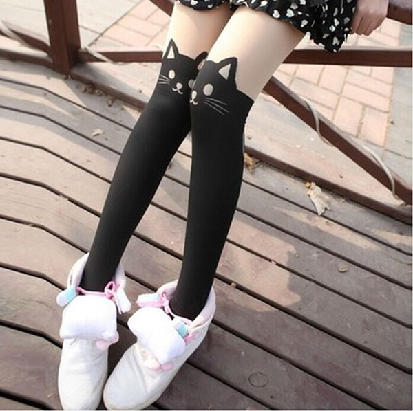 cat print tights