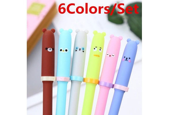 6 Pcs Creative Animal Expression Pen Gel Pens Kawaii Pen Cute Korean  Stationery Gifts