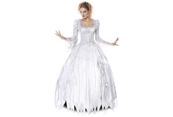 LMSXCT Women's Deluxe Victorian Ghost Bride Costume Halloween Cosplay  Outfits Zombie Bride Vampire Horror Fancy Dress