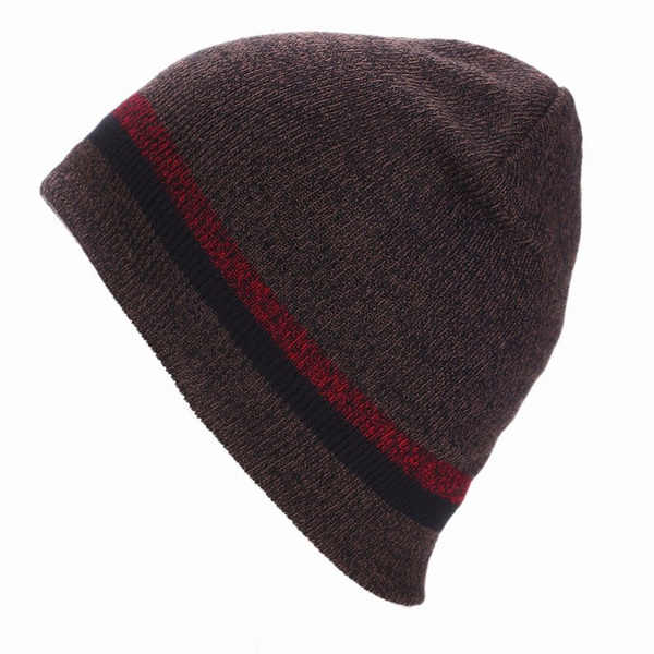 Black And Red Striped Beanie Hat 