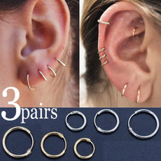 3pairs Simple Vintage Circle Small Hoop Earrings Set Women Punk Personality Earring Trendy Causal Party Jewelry Set Accessories Gift