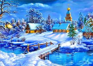 DIY Snow-covered Landscape 5D Diamond Painting Embroidery Cross Stitch Kit Art Wall Home Decor Gift 