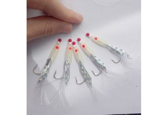 5 Pcs Mackerel Feathers Bass Cod Lure Lures Sea Fishing Rigs