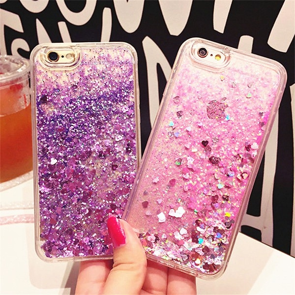 Luxury Phone Cases For Oppo A57 Soft Tpu Dynamic Liquid Glitter Heart Sequins Cover Wish