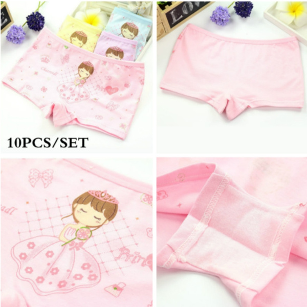 10 Pcs/lot Children's Cotton Underwear Female Cartoon Printed Baby Girls  Underwear Boxer Briefs Panties