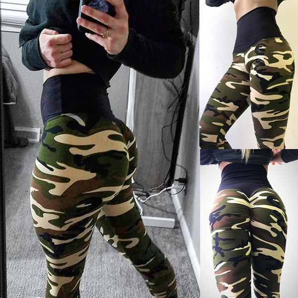 Sexy Women Fashion Camo Pants Slim Fit Yoga Running Pants Camouflage  Leggings Trousers