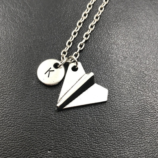 Silver airplane. Paper airplane necklace Sliver. Paper Airplane