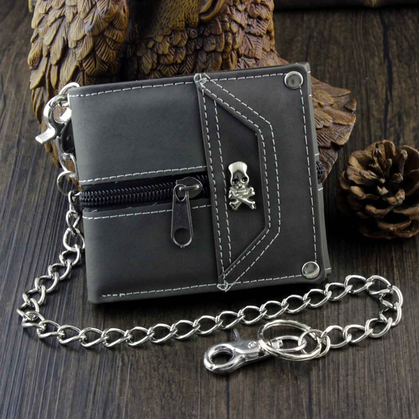 Student Boys Trifold Card Cavans Wallet Coins Purse with Anti Thief Chain |  Wish