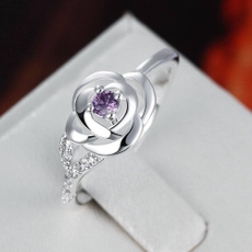 Natural Amethyst Sapphire Jewelry Ring  Rose Ring for Women