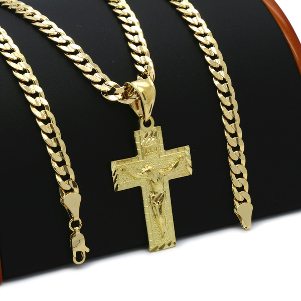 Mens 18k Gold Plated JESUS CROSS(S) Hip 