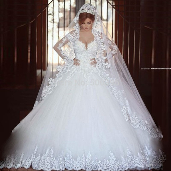 semanal collar Viento fuerte 2018 Lace Wedding Dress White Ivory US Size Long Sleeve Wedding Gown Vestido  De Noiva | Wish