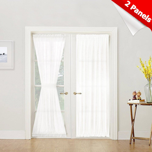 2 Panels French Door Sheer Curtains Tie Backs Included White Sheer   5ac1fbc38304256fe1707e59 Large 